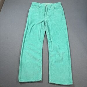 Corduroy Wide-Leg Pants in Mint Green